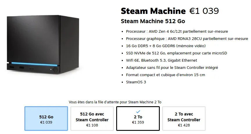 Steam machine : Les prix